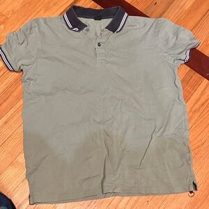 Classic Olive Polo Shirt with Navy Accents